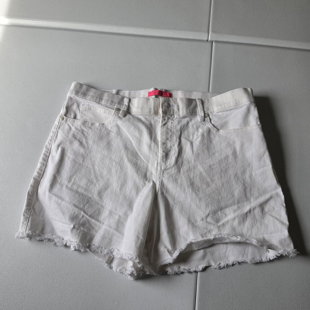 Lilly Pulitzer Shorts Womens 14 White Denim Cutoff Frayed Hem Summer Casual